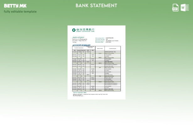 модерен стил Тајвански кооперативен банкарски шаблон ексел